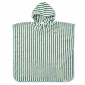 Little Dutch Plážové pončo Seashells / Stripes Surf Blue
